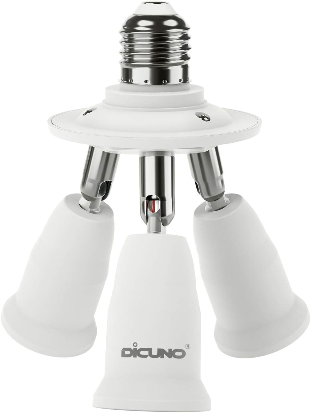 DiCUNO 3 in 1 E26 Light Socket Splitter Adapter, Standard Base LED Bulb Converter, 360 Degrees Adjustable 180 Degree Bendable, 3 Way Bulbs Socket Holder