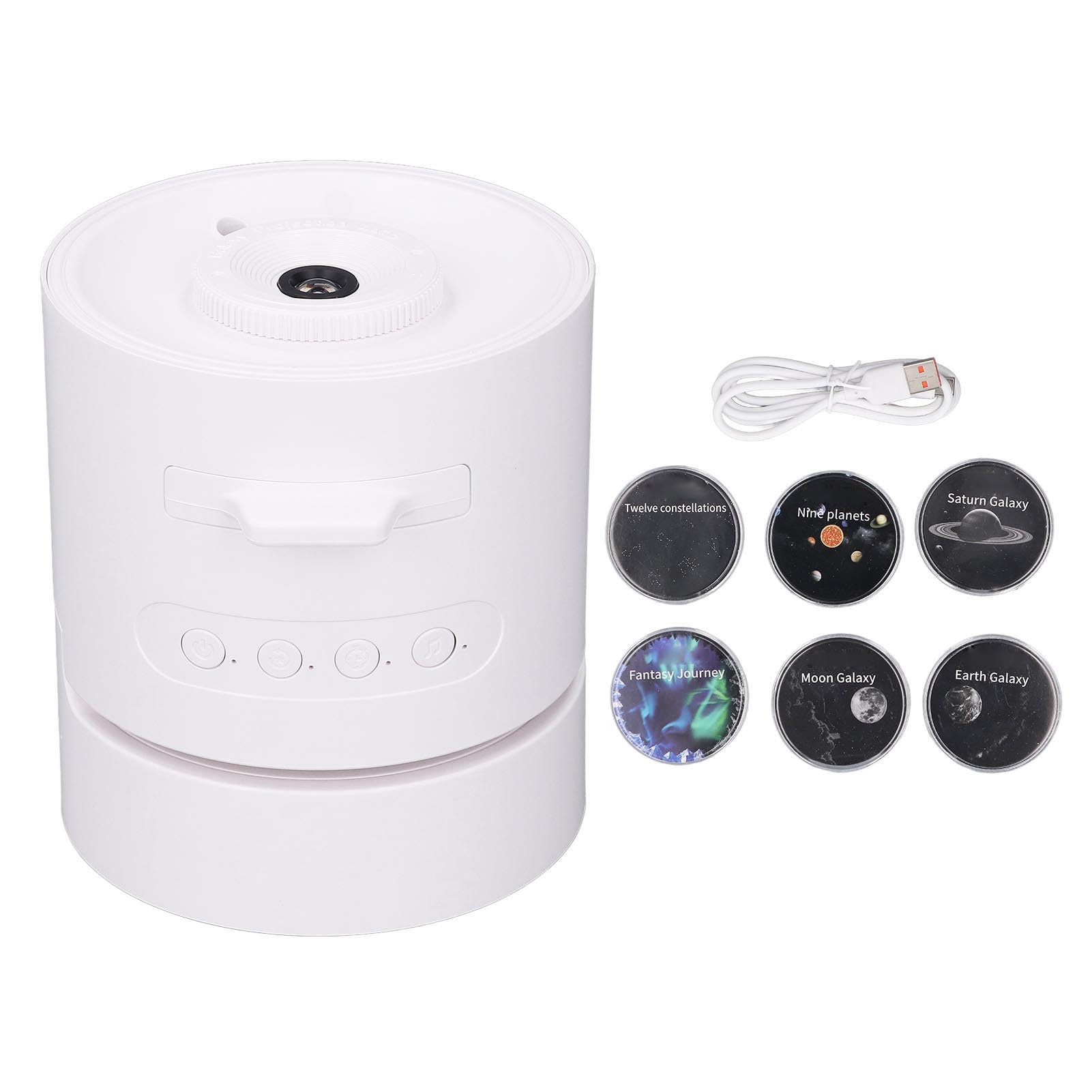 Proyector de Luz de Estrella Bluetooth con Altavoz Bluetooth, 6 Diapositivas, 3 Configuraciones de Temporizador, ángulo Ajustable de 90 Grados, Lámpara Nocturna Dinámica, Batería