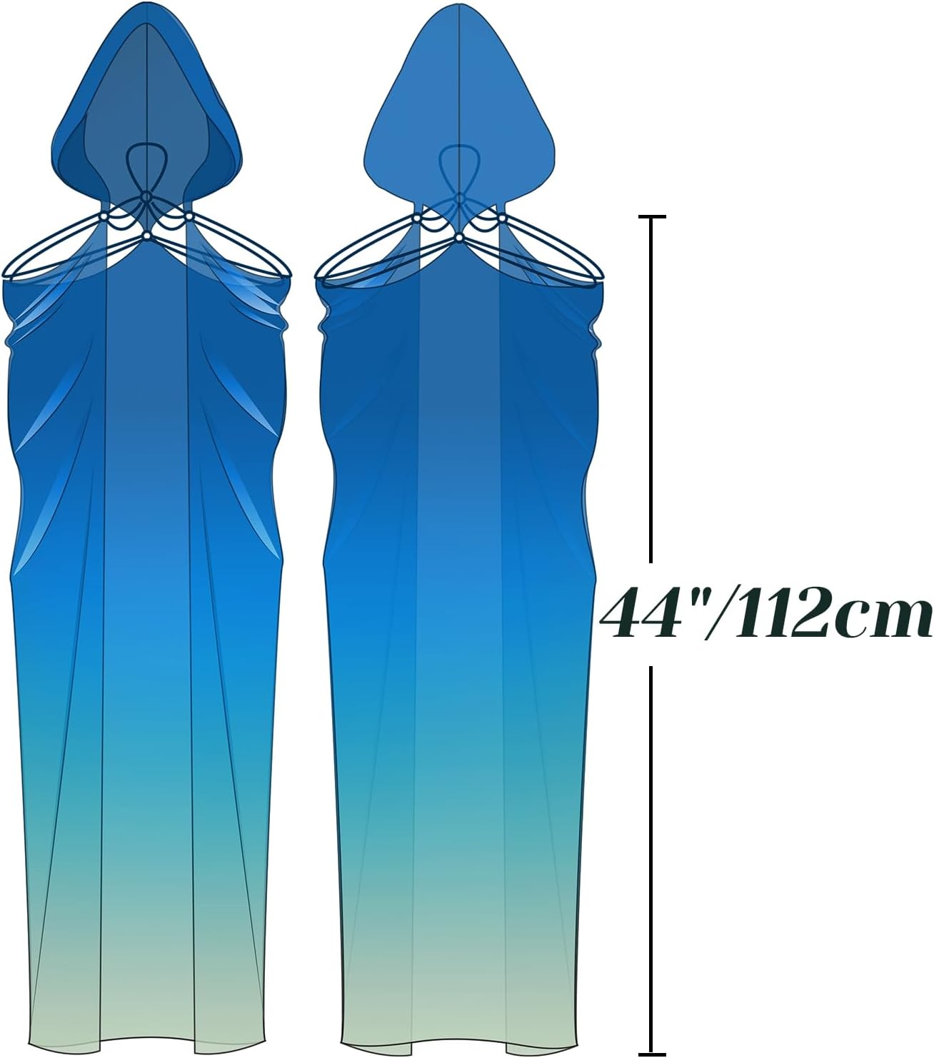 DAZCOS Women's Chiffon Fairy Hooded Cape Elf Sheer Cloak Tulle Bridal Off Shoudler Capelet for Christmas - Image 3