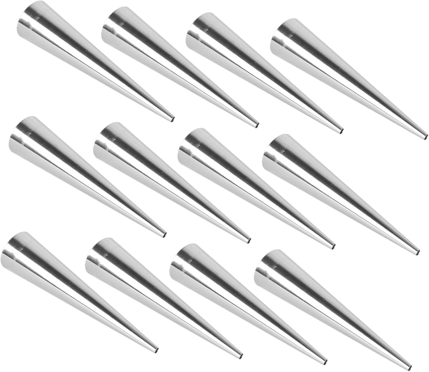 12-Piece Stainless Steel Croissant and Cannoli Mold Set Conical Tube Pastry Cream Horn Moulds for Baking Sturdy Kitchen Tool for Dessert Making