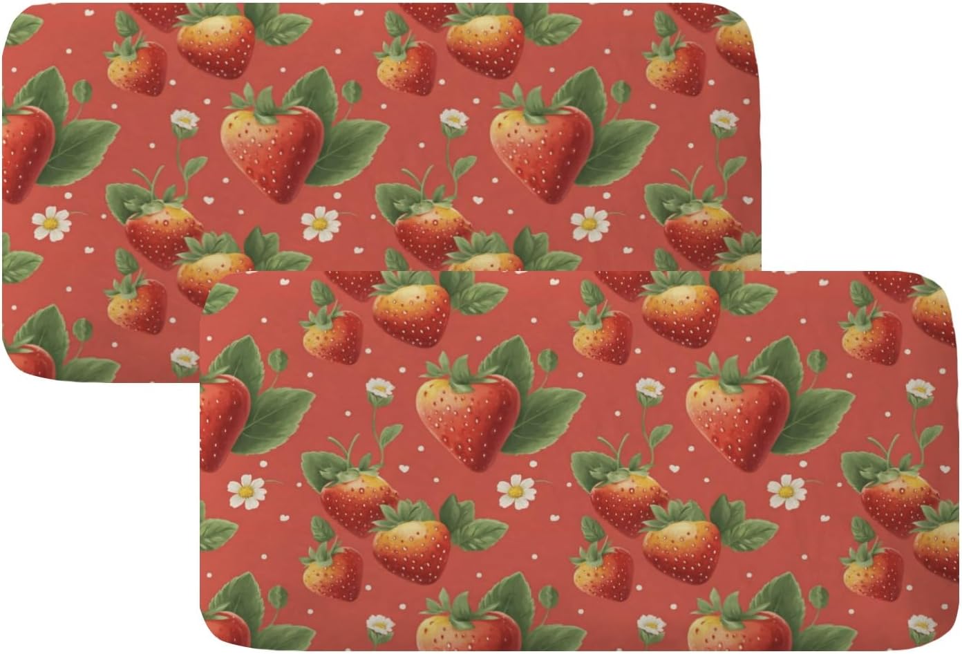 Red Strawberry Dot Loveseat Covers Couch Covers for 2 Cushion Couch, 2-Piece Stretch Sofa Slipcovers Anti-Slip Washable Furniture Protectors for Dogs Pets