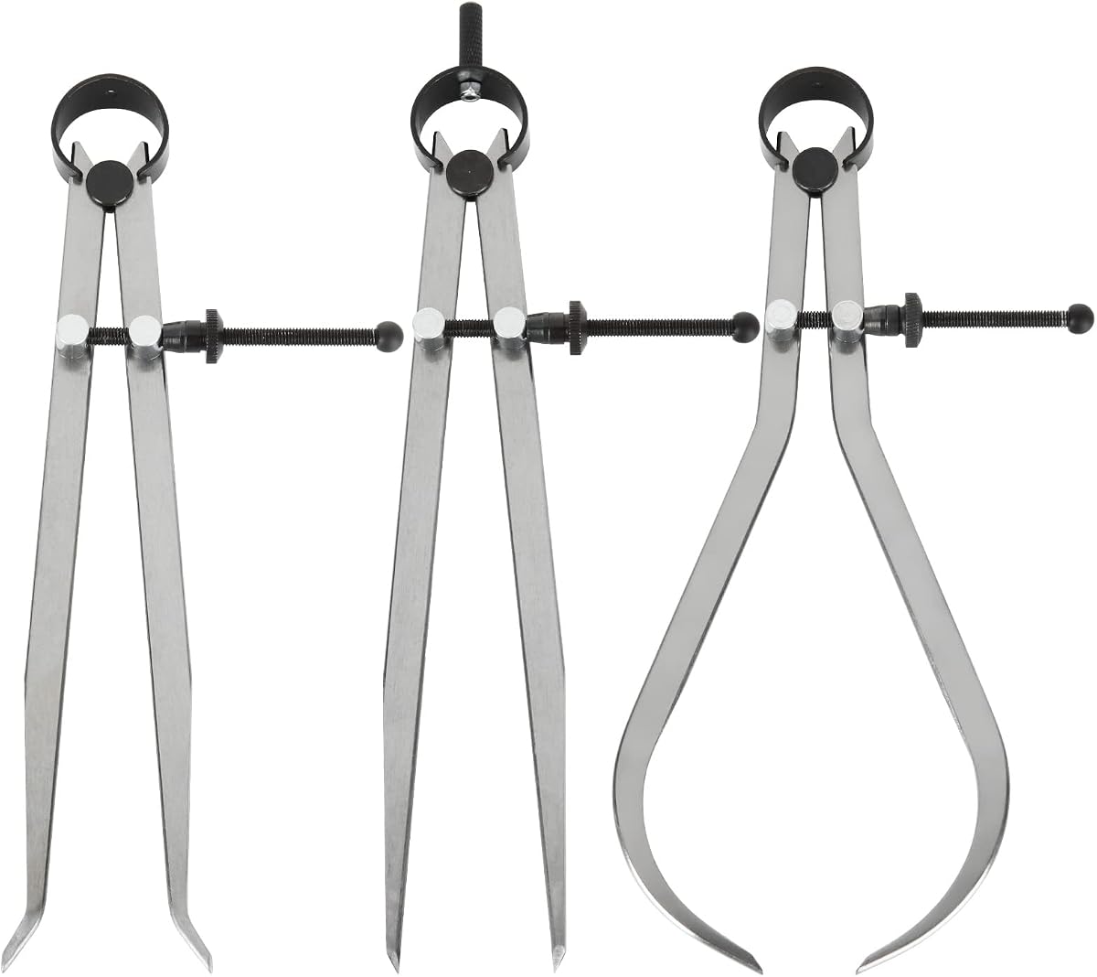 3Pcs 8 Inch Long Spring Caliper Set, Carbon Steel Outside Divider Caliper Compass, Calipers Measuring Tool for Wood Turning Lathe Projects | Carbon Steel Outside Divider Compass Measuring Kit for Wood Lathe & Wood Turning Projects