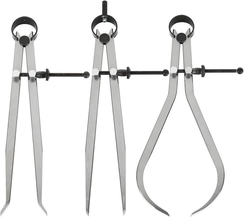 3Pcs 8 Inch Long Spring Caliper Set, Carbon Steel Outside Divider Caliper Compass, Calipers Measuring Tool for Wood Turning Lathe Projects | Carbon Steel Outside Divider Compass Measuring Kit for Wood Lathe & Wood Turning Projects