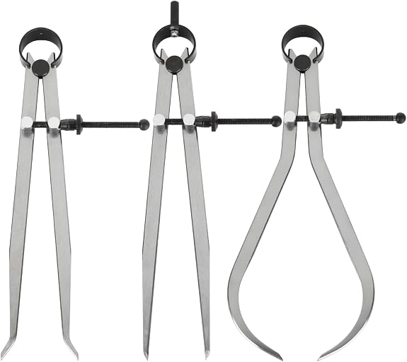Acrux7 3Pcs 8 Inch Long Spring Caliper Set, Carbon Steel Outside Divider Caliper Compass, Calipers Measuring Tool for Wood Turning Lathe Projects | Carbon Steel Outside Divider Caliper Compass, Calipers Measuring Tool for Wood Turning Lathe Projects