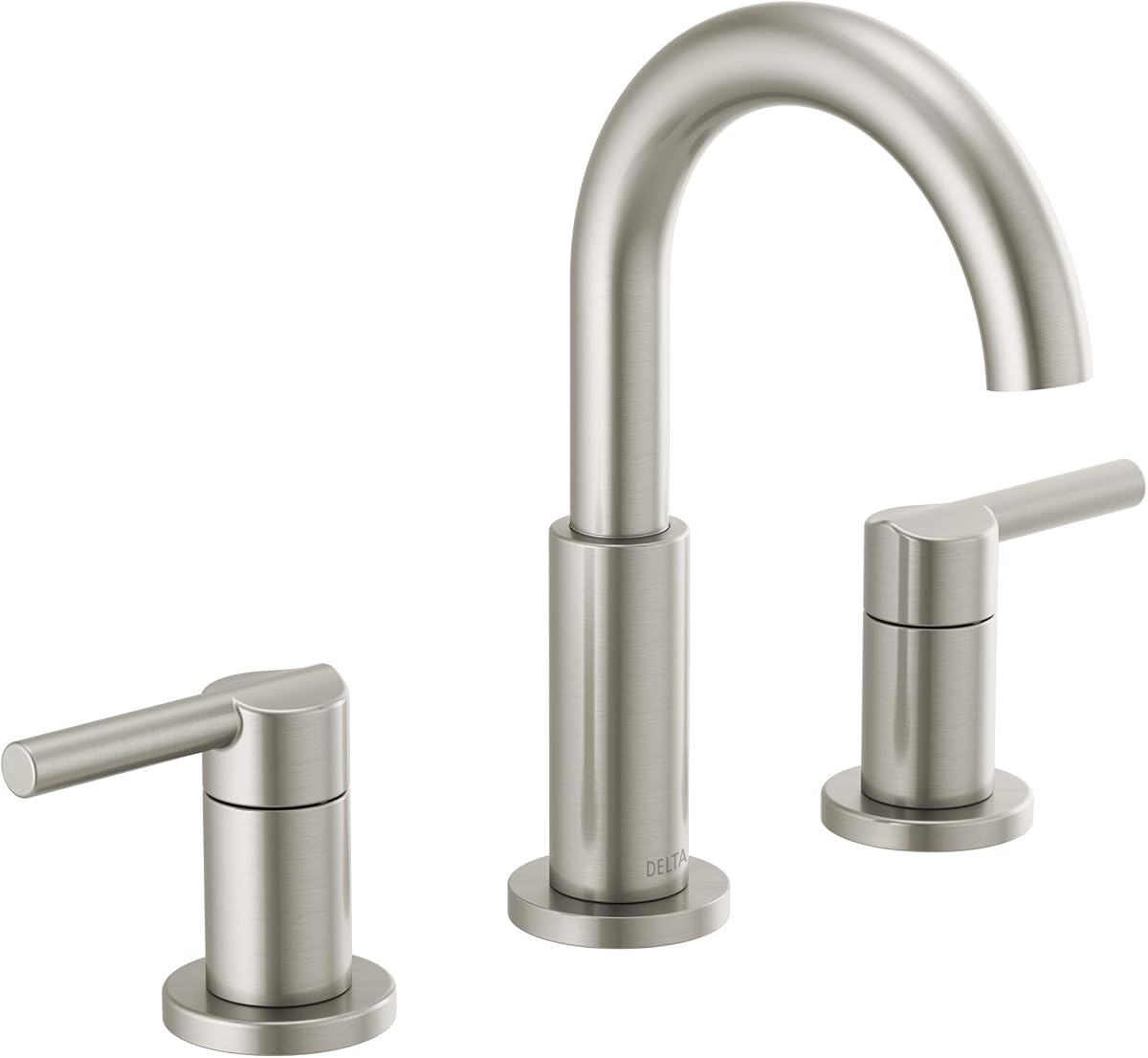 Nicoli Grifo de níquel cepillado de 3 agujeros, grifo de lavabo de baño generalizado de 8 pulgadas para tocador, conjunto de drenaje Push-Pop, acero inoxidable 35749LF-SS