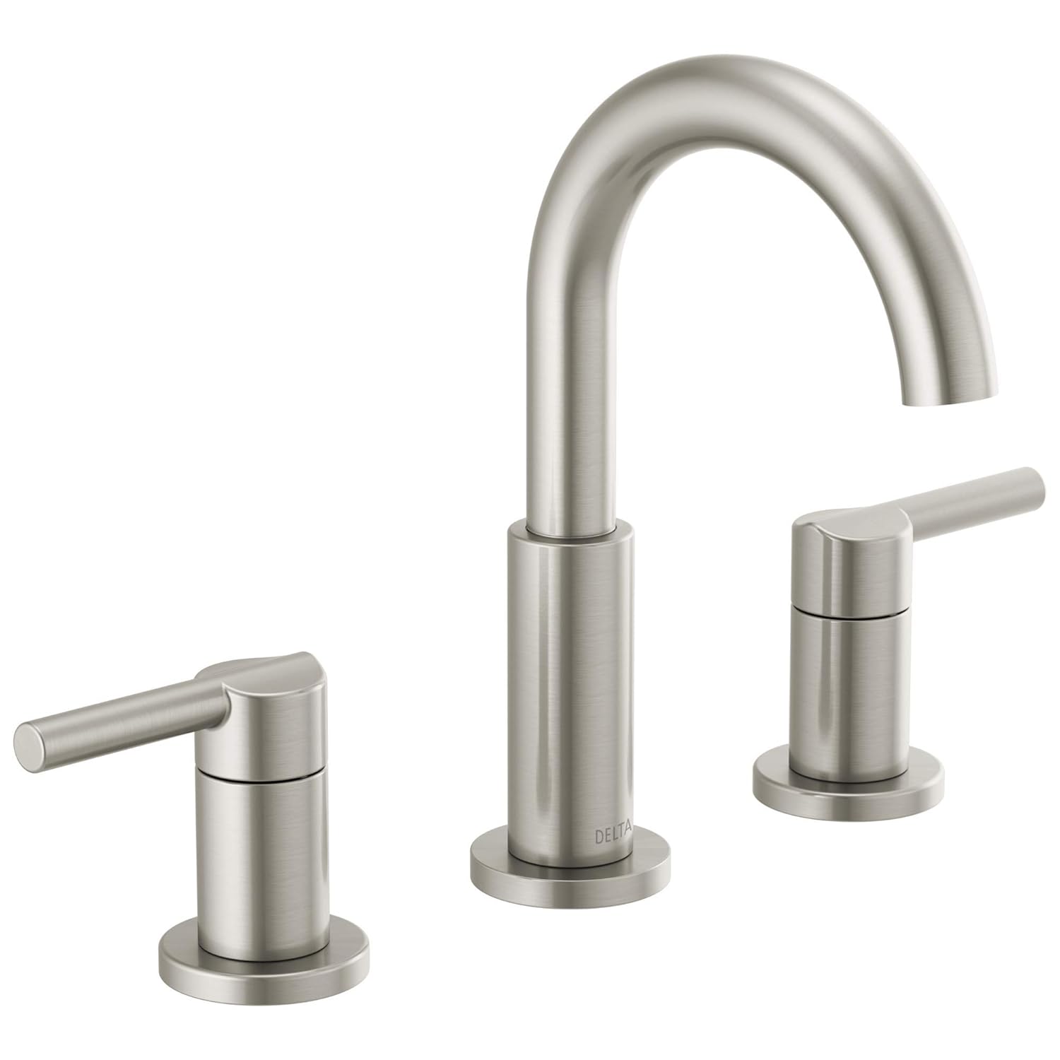 Delta Nicoli Brushed Nickel Faucet 3 Hole 8 Inch Widespread Bathroom Sink Faucet for Vanity Push-Pop Drain Assembly