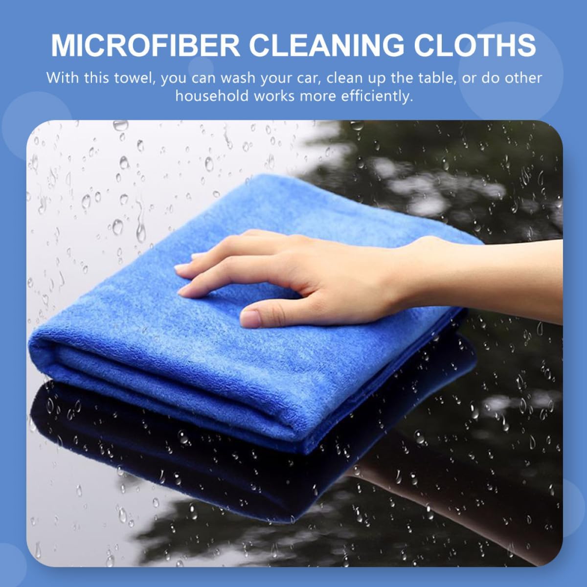 Outanaya Microfiber Car Drying Towels 6pcs Thick Super Absorbent Wash Towels 35x75cm Blue Microfiber Cleaning Cloths for Vehicle Exterior Detailing