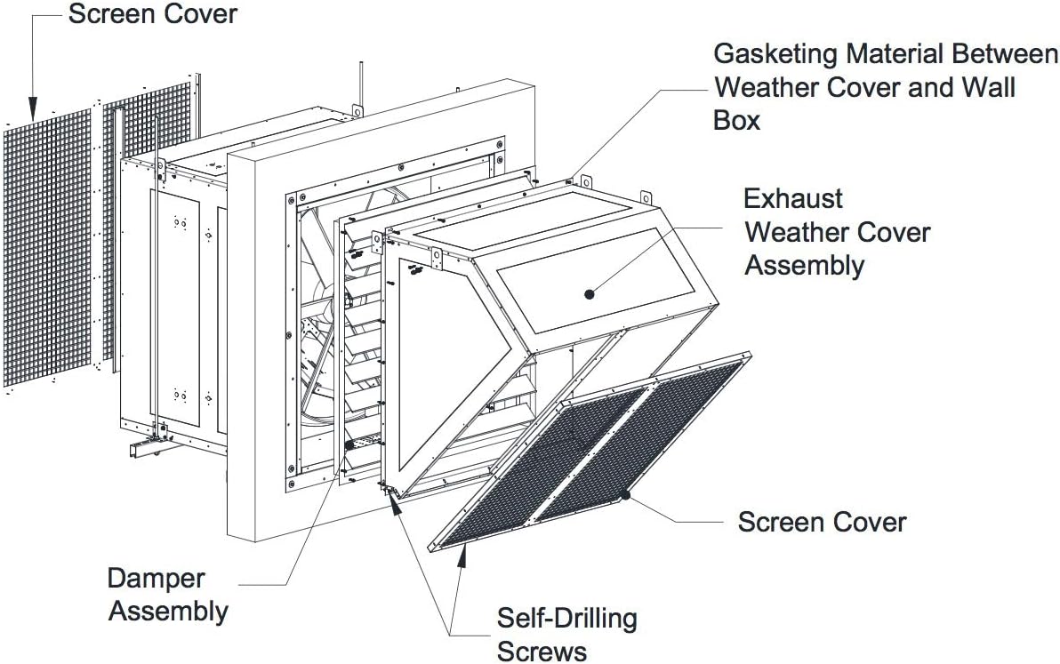 Wall Propeller Direct Drive Fan For Applications Requiring Large Air Volumes. Includes Wall Box with Guard Screen., 0.166 HP 115 Volt Single Phase Motor, 100-500 CFM (WP-10)