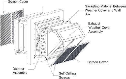 Miniatura 3 de Ventilador de accionamiento directo de hélice de pared para aplicaciones que requieren grandes volúmenes de aire. Incluye caja de pared con pantalla