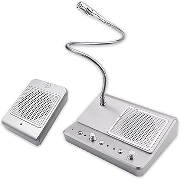 Window Intercom System, Dual Way Window Microphone Intercom Speaker, with 10W Square Extension, Independent Volume Adjustment, Suitable for Places with Anti Theft Glass