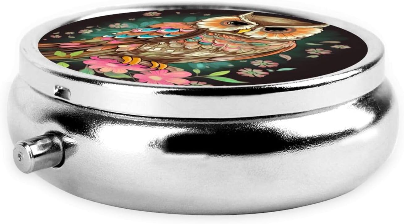 Anime Owl Print Round Pill Box 3 Compartment Medicine Pill Case Portable Pill Container for Daily Medicine Supplement Vitamin image 3