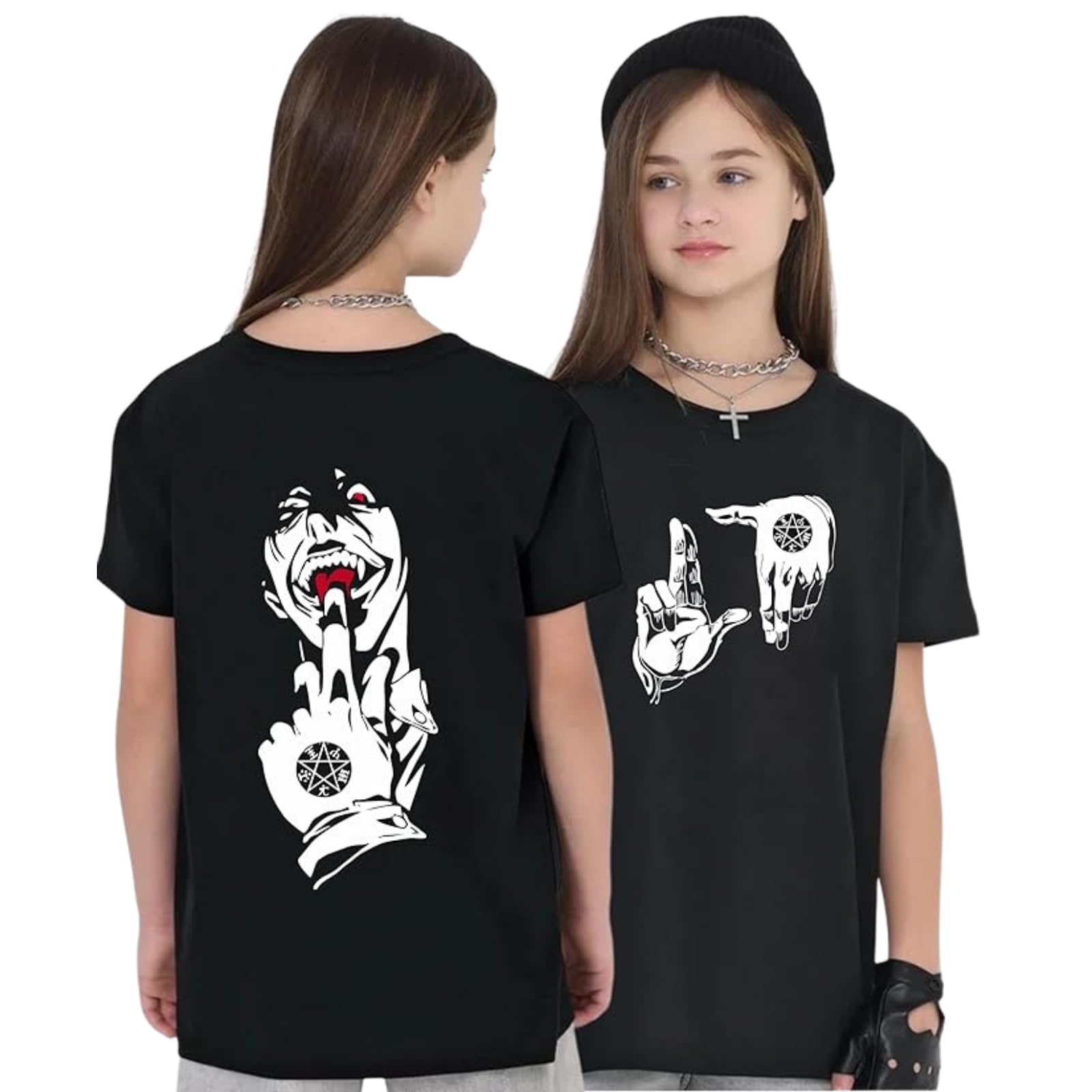 Uniplanet Store Camiseta negra de mezcla de algodón, media manga, ajuste regular, espalda Alucard, estampado anime, color negro