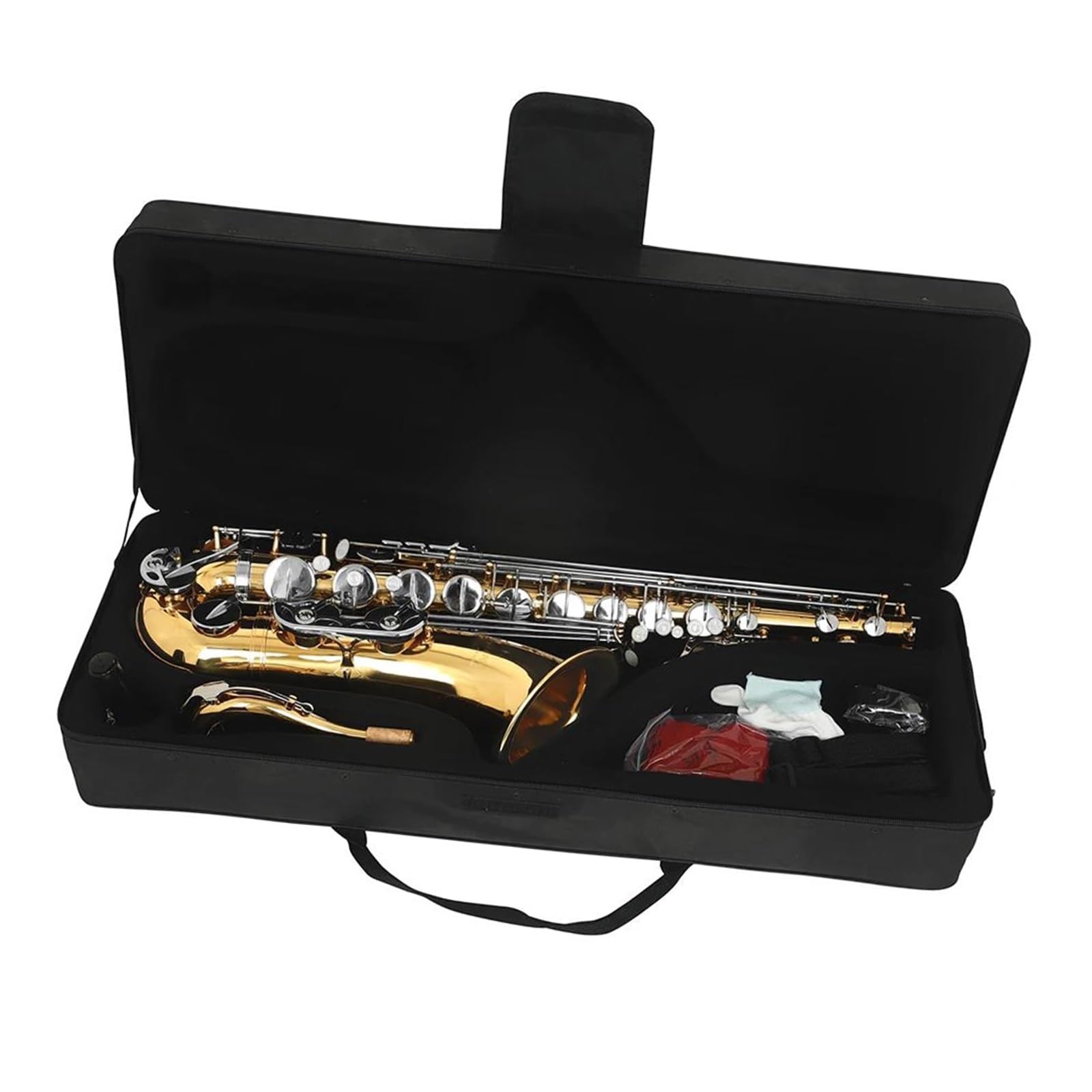 Saksofon Altowy Brass Bb Profesjonalny Instrument Dęty Drewniany Ze Stojakiem Na Futerał Zestaw Do Czyszczenia Akcesoria Do Stroików Saksofon