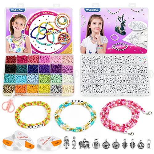 WuikerDuo Mini perles de verre pour enfants, petites perles de poney avec boîte perles de rocaille en verre artisanat perles de rocaille pour art artisanat bricolage décoration Cover