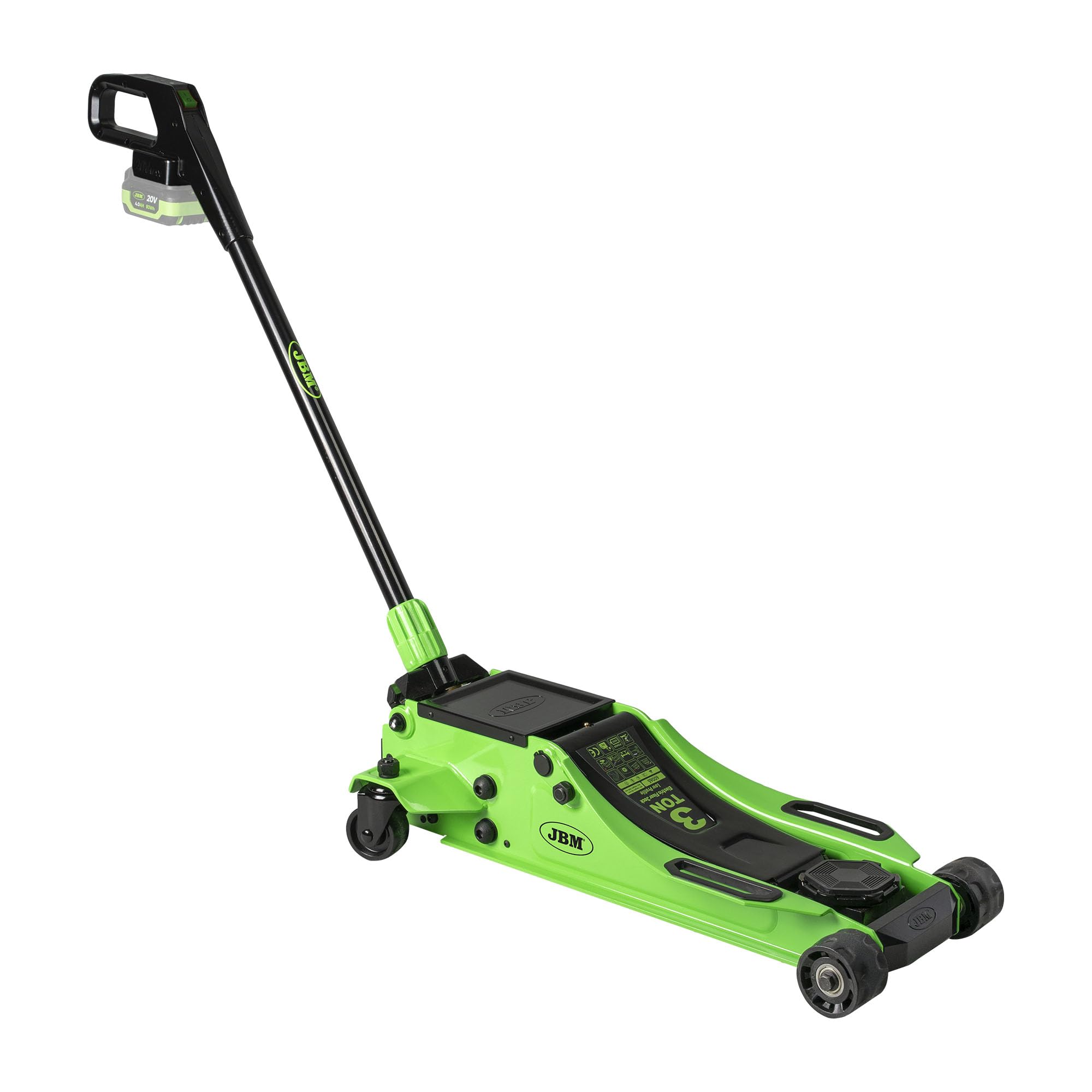 Crick Cric a Carrello idraulico 3 Tonnellate a Batteria 20V 6AH Alzata 85-508 mm Cric Elettrico Professionale Perfetto per officine, gommisti e uso professionale