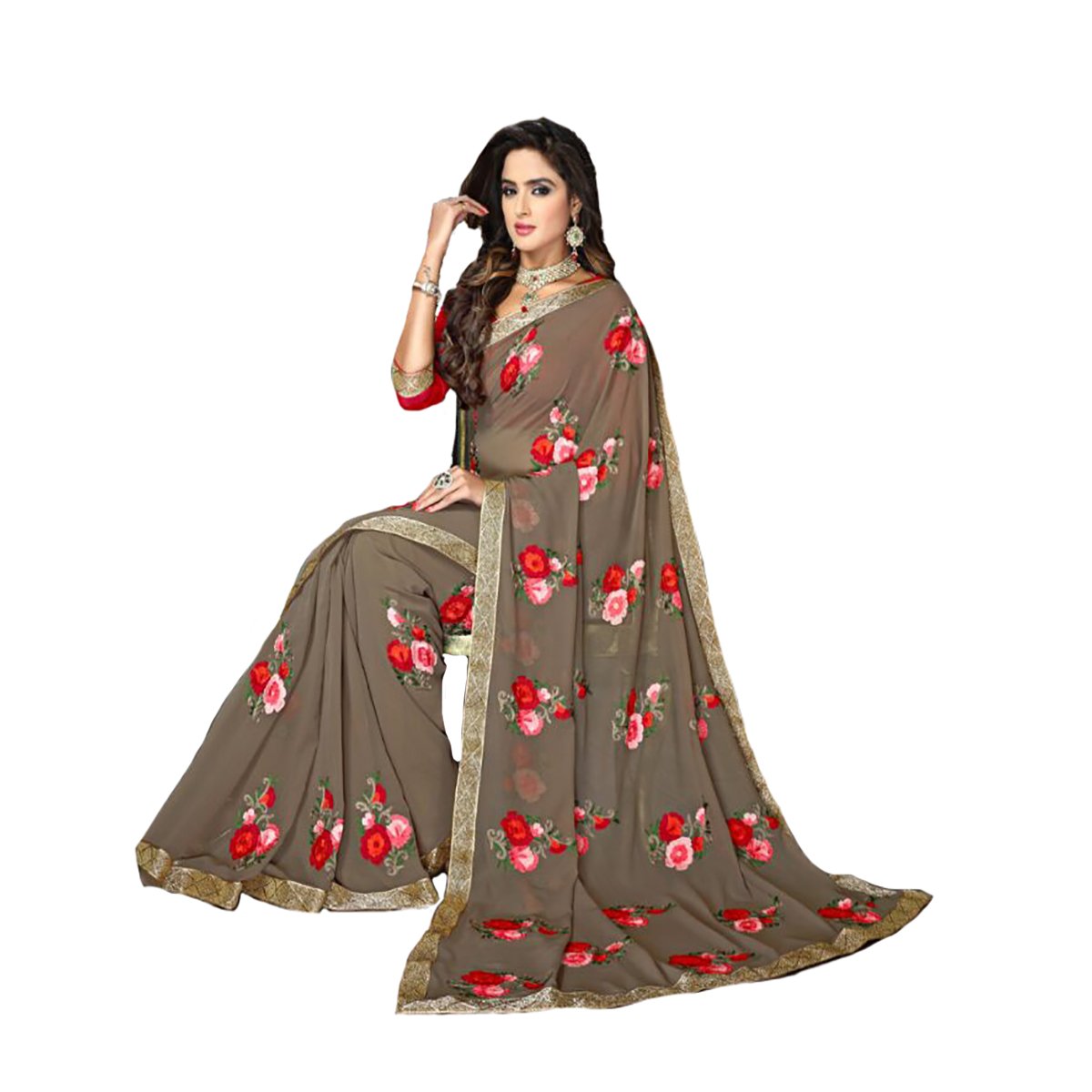 Sari indien Bollywood de créateur costume traditionnel blanc et sexy pour grand mariage ethnique