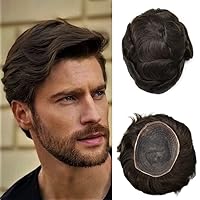 Vista 1 de Toupee para hombres, pieza de cabello completo suizo de encaje para hombre, sistema de reemplazo de cabello humano real para hombres, nudos
