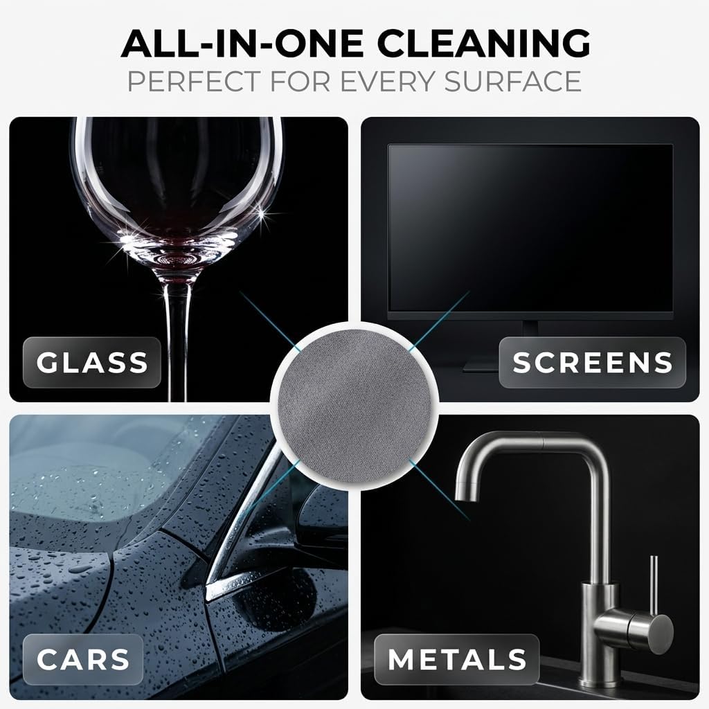 10 Pcs Thickened Magic Cleaning Cloth, Microfiber Streak Free Reusable Cloths & Wipes for Stainless Steel, Glasses, Windows, Cars - 11.8"x7.9" Grey image 5