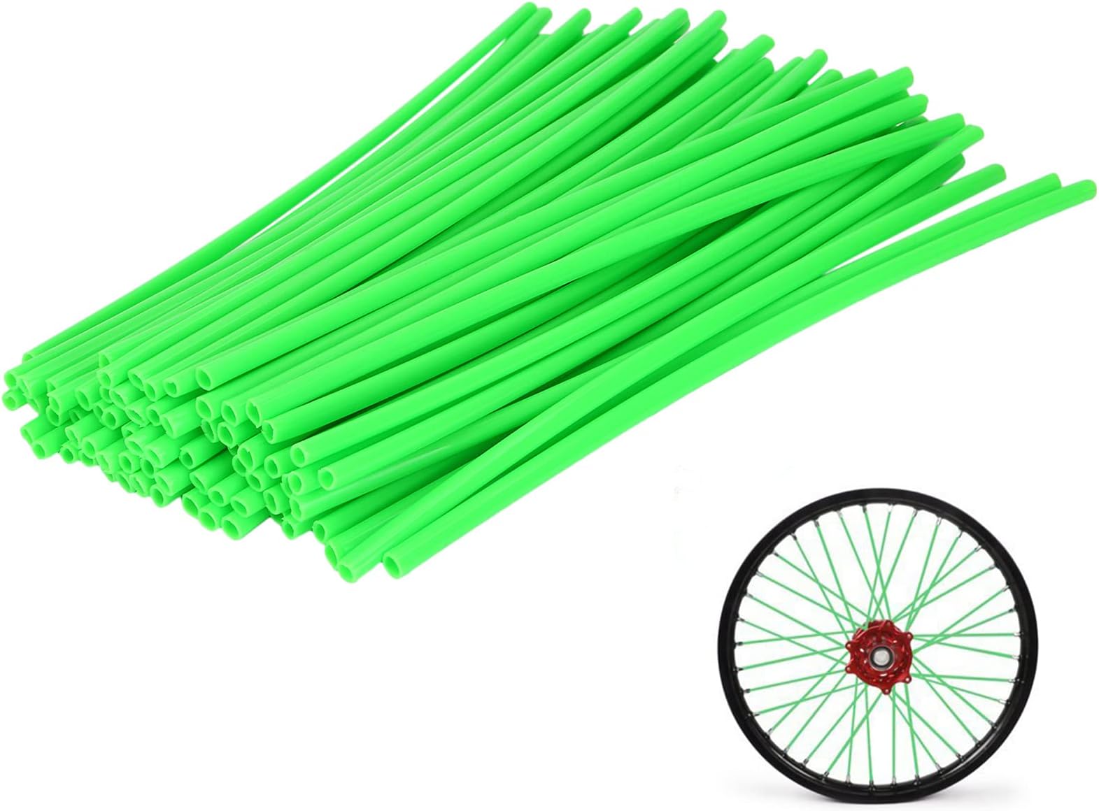 72Pcs Universal Spoke Skins Cover - Ovelur Wheel Spoke Wraps Skins Pipe Trim Decoration Protector For Motorcycle Dirt Bike Yamaha Harley Suzuki(Green)