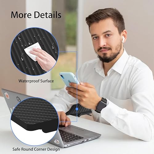 Miniatura 8 de suptek Bandeja extensora de escritorio ergonómica, 9.5 x 9.1 pulgadas, abrazadera en la mesa, soporte para reposamuñecas, reposabrazos plegable de