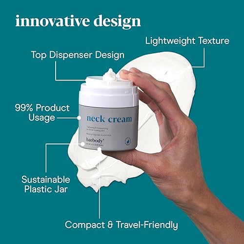 Miniatura 5 de Baebody Crema reafirmante para el cuello con AHA, CoQ10, ácido glicólico, té verde para piel flácida, líneas finas, arrugas, 1.7 onzas líquidas