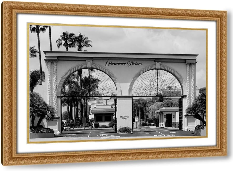 Highsmith, Carol 38x28 Large Gold Ornate Frame and Double Matted Museum Art Print Titled Paramount Pictures entrance gate Hollywood Los Angeles California