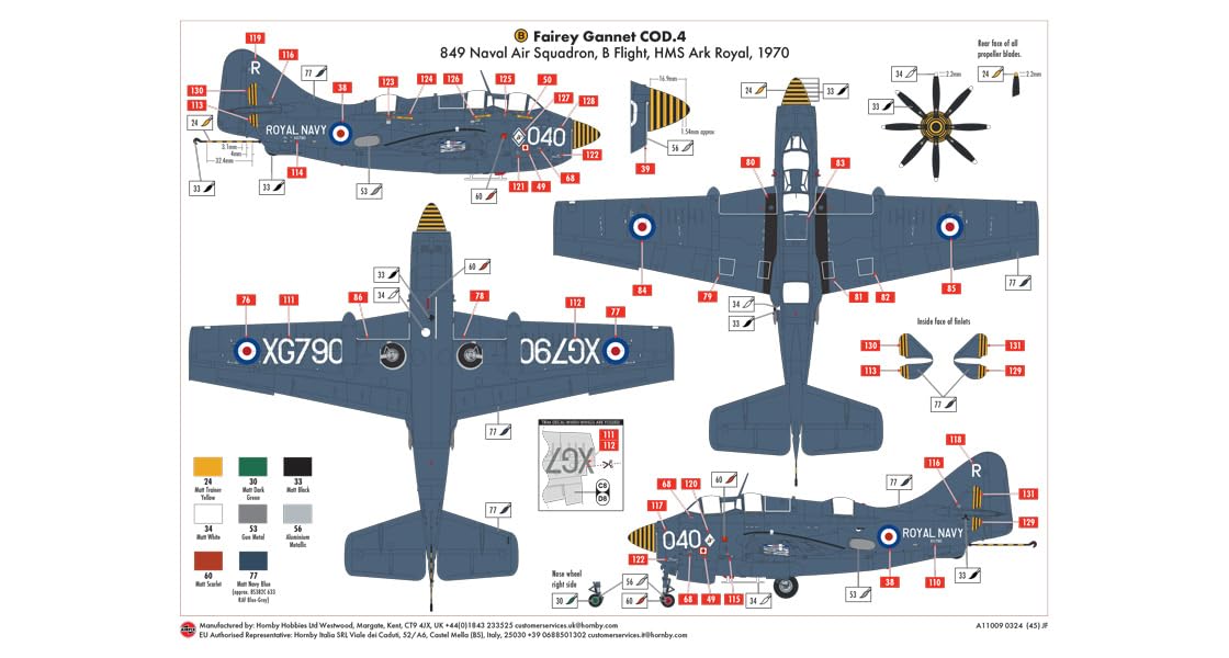 Airfix A11009 Fairey Gannet COD.4, Flugzeug für Kinder ab 8 Jahren