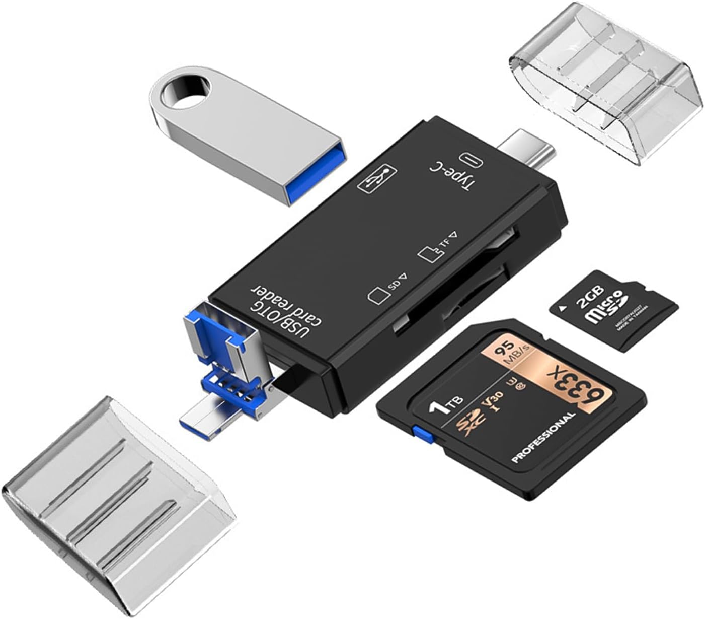 Lector de Tarjetas SD 3 en 1 USB C, USB 3.0 y Card Reader Adaptador Multiport para SD/Micro-SD/TF, Transferencia Rápida 5Gbps Compatible con iPhone 16/15, Galaxy S23, iPad Pro, MacBook, PC y Tablet