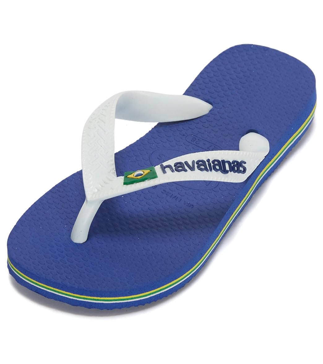 Havaianas Brazil Logo Unisex Flip Flops Marine Blue 45/46 Brazil (US Men's 12/13, Women's 14/15) M
