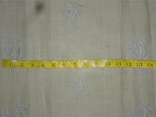 Miniatura 3 de Pistachio Green Linen Fabric 54" Embroidered Linen