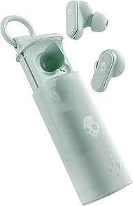 Skullcandy Dime Evo Wireless Earbuds, Bluetooth Headphones, Noise Isolating Fit, Up to 36 Hours Battery, Microphone for iPhone Android, Easy Carry with Clip-Anywhere Case - Preppy Sage asin的图片