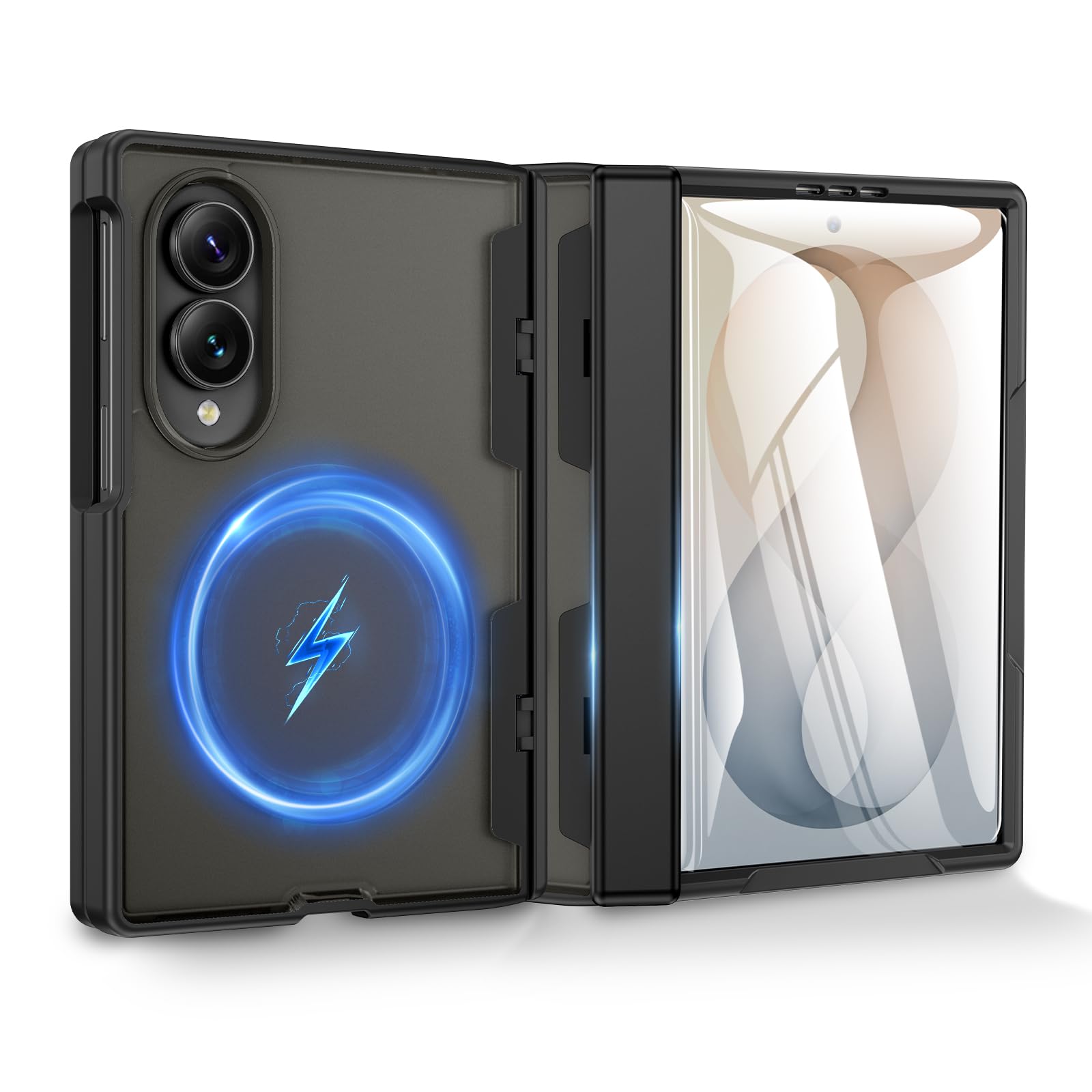 Doeshine für Samsung Galaxy Z Fold 8 Hülle mit Mag-Safe,Schwarz | Stoßfest Handyhülle für Magnetic Kabelloses Laden, Fallschutz Robuste Schutzhülle mit Scharnierschutz