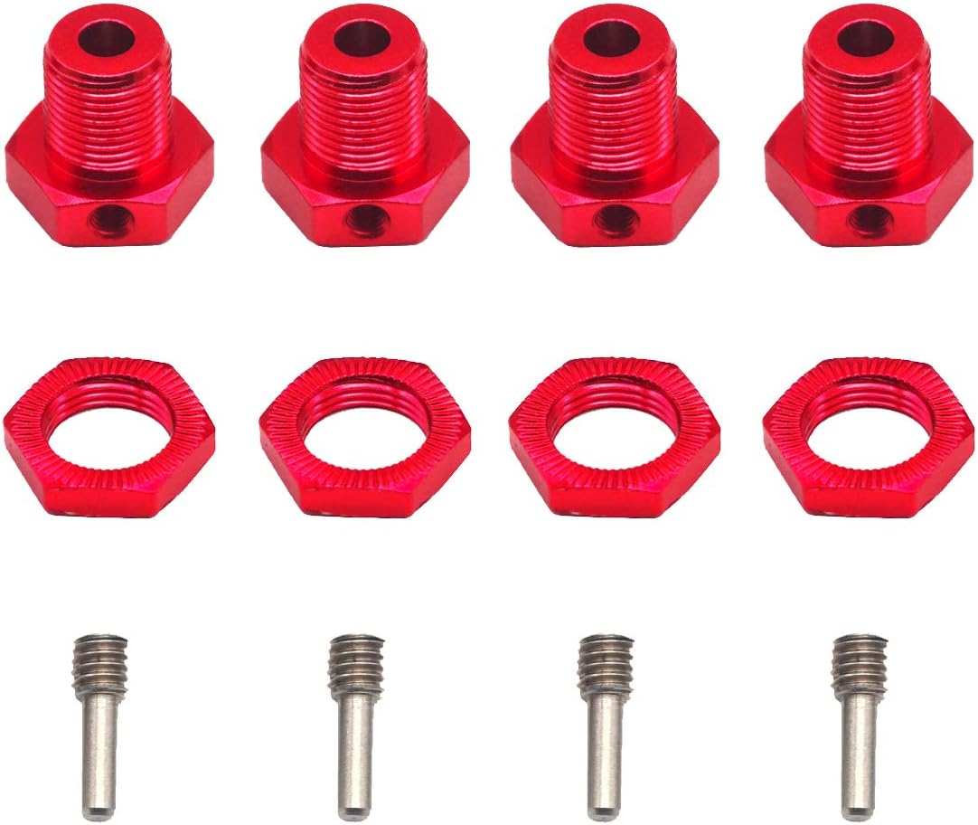 Share Goo Aluminum Wheel Hubs 17mm Hex Nuts Threadlock Compatible with Traxxas E-Revo E-Maxx Revo 3.3 Slayer Pro 4x4 Summit XO-1 1/10 Off-Road Climbing Car (Red)
