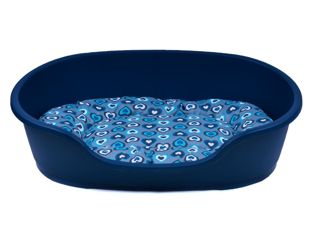 adena Hundekorb 92 x 61 cm blau + Kissen Herzen Mint