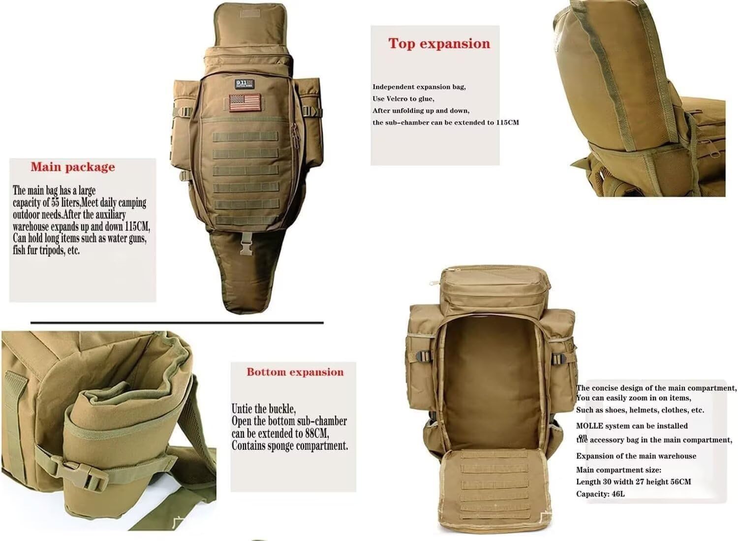 Genérico Estuche para Rifle táctico para Arma, Suave Acolchado con Cerradura carabina Bolsa para caña de Pescar Mochila para Pistola y Escopeta de Airsoft con Correa para el Hombro