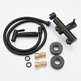Wussh Kit de douchette pour toilettes musulmanes - Noir mat - Avec mitigeur chaud et froid - Fixation murale - 7