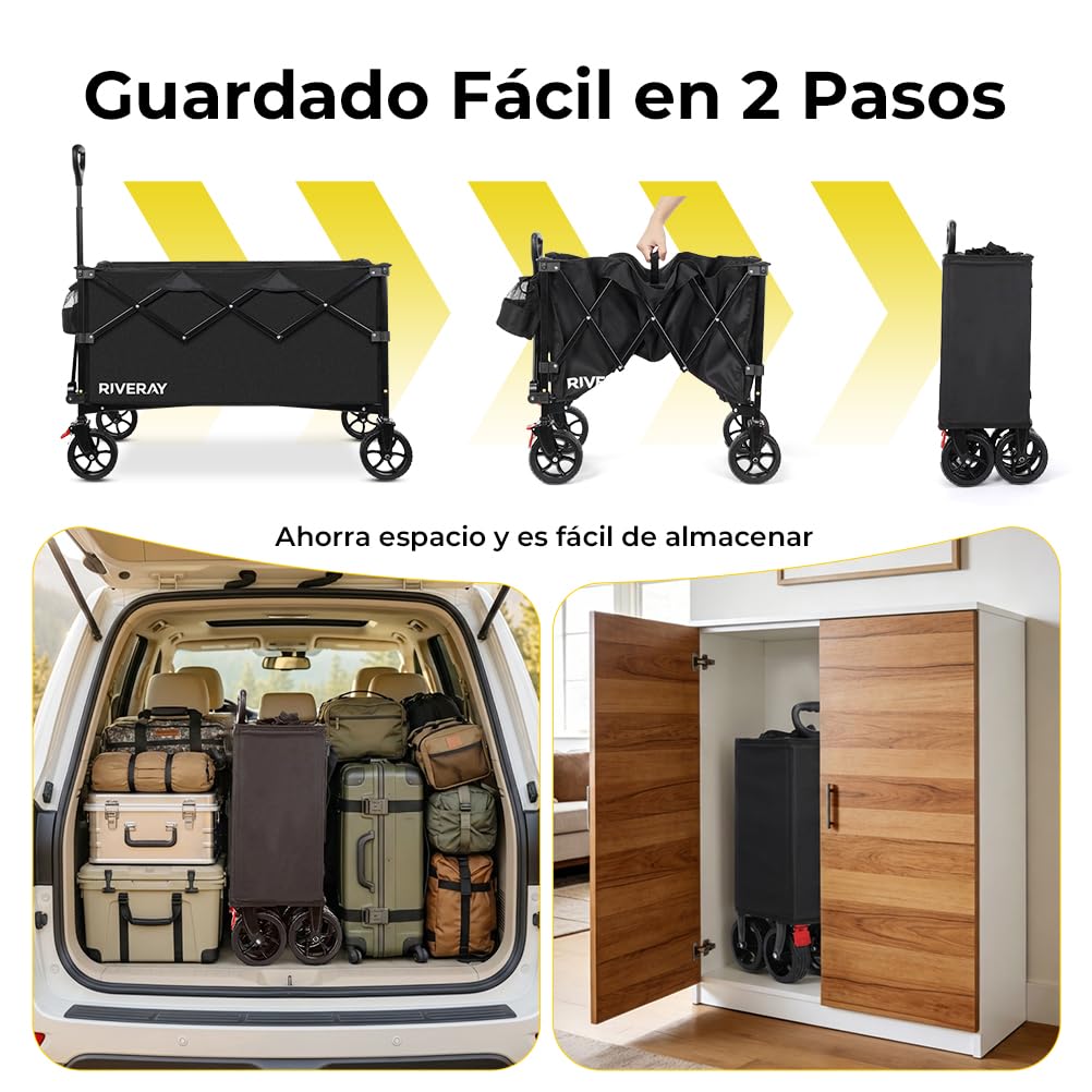Carro Playa Ruedas Grandes con Frenos 300L/230KG, Carro Transporte Plegable para Playa,Camping o Jardin, con Ruedas Todoterreno y Asa Ajustable