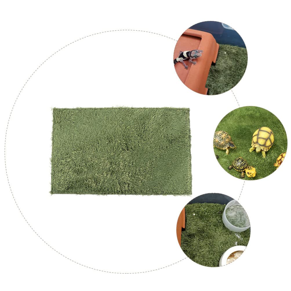 balacoo Realistic Reptile Tank Mat Fake Grass Iguana Cage Accessory Heat-Preserving Decorative Reptile Supply