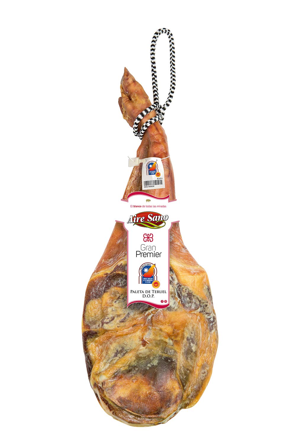 Aire Sano - Paleta D.o.p. Teruel (4,5-6kg) Gran Premier De Aire Sano - Alto contenído en Proteínas, Sin Gluten y Sin Lactosa- Incluye Jamonero + Cuchillo + Chaira + Estuche