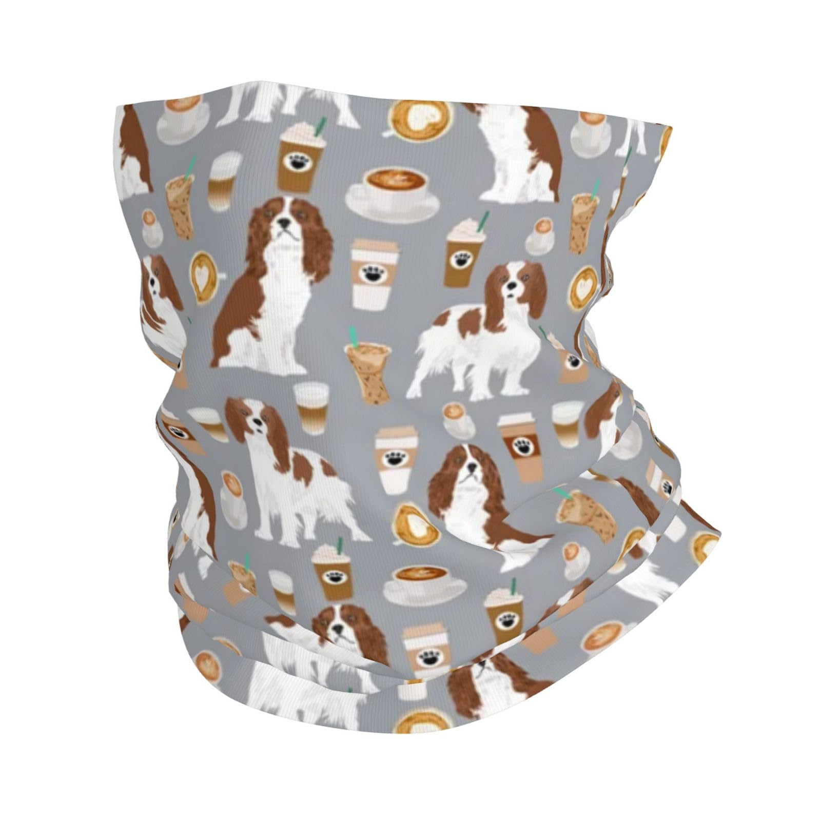 Tcoay Unisex As Shown Cavalier King Charles Spaniel Coffee Spaniel Dog,Neck Gaiter Neck Warmer Soft Face Cover Tube Half Face Mask Scarf Balaclava