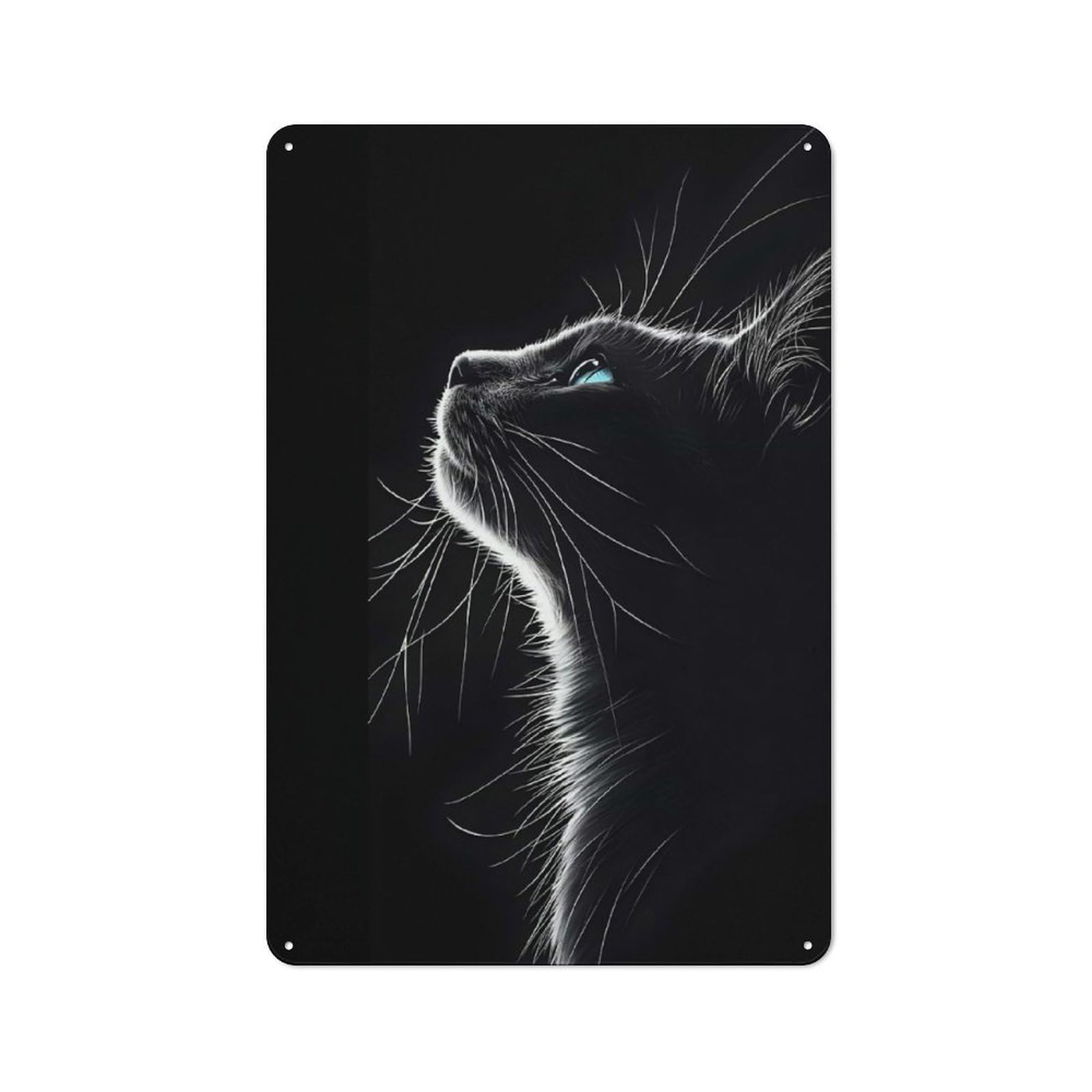 For Living Room Or Hallway, Black Cat Art Retro Metal Plaque 30x20cm, for A Newly Furnished Living Room And Hallway