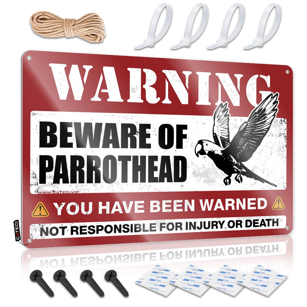 Whiskey Signs For Home Bar Beware Of Parrothead Tin Sign Pool Signs And Decor Outdoor Cheers Tin Sign(20X30CM)