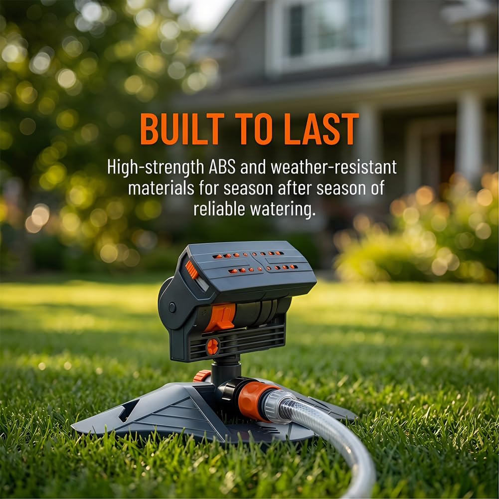 Oszillierender Sprinkler mit 16 Düsen mit Dual-Zonen-Wasser-Timer für Rasen- und Gartenbewässerung, Mini-Turbo-Sprinkler für große Flächenabdeckung, effizientes Bewässerungssystem