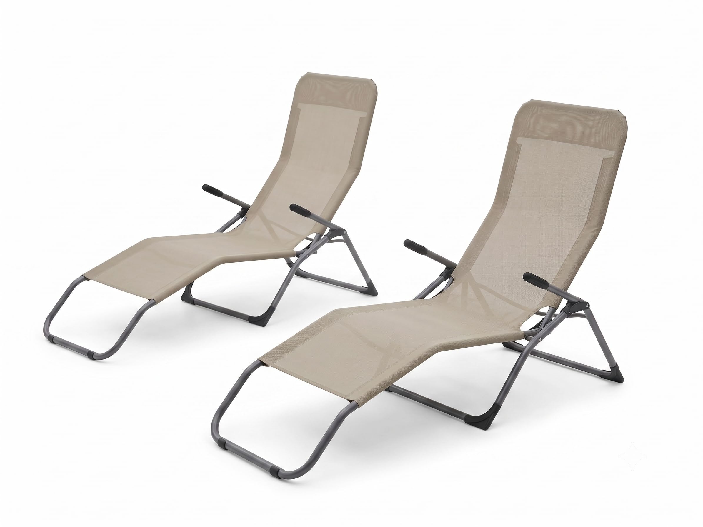 Lemag Set 2 Sdraio a Dondolo da Giardino Beige Melange – Poltrone Relax Dondolanti per Terrazzo Veranda ed Esterno – Sedie Comode per Rilassarsi all'Aperto – 135x60x95 cm
