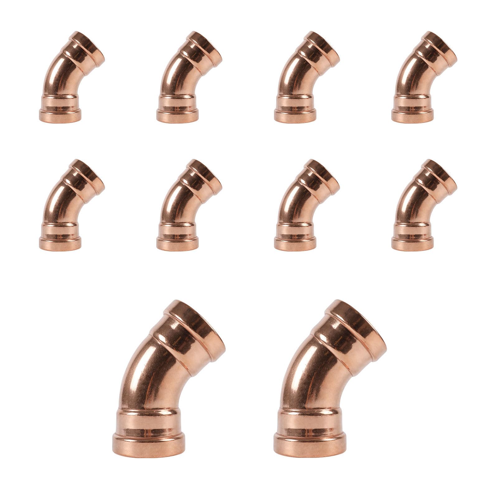 Paquete de 10 Codos de presión de Cobre GUOFIS, Codo de presión de 45 Grados de 3 Pulgadas P x P para tuberías de Agua