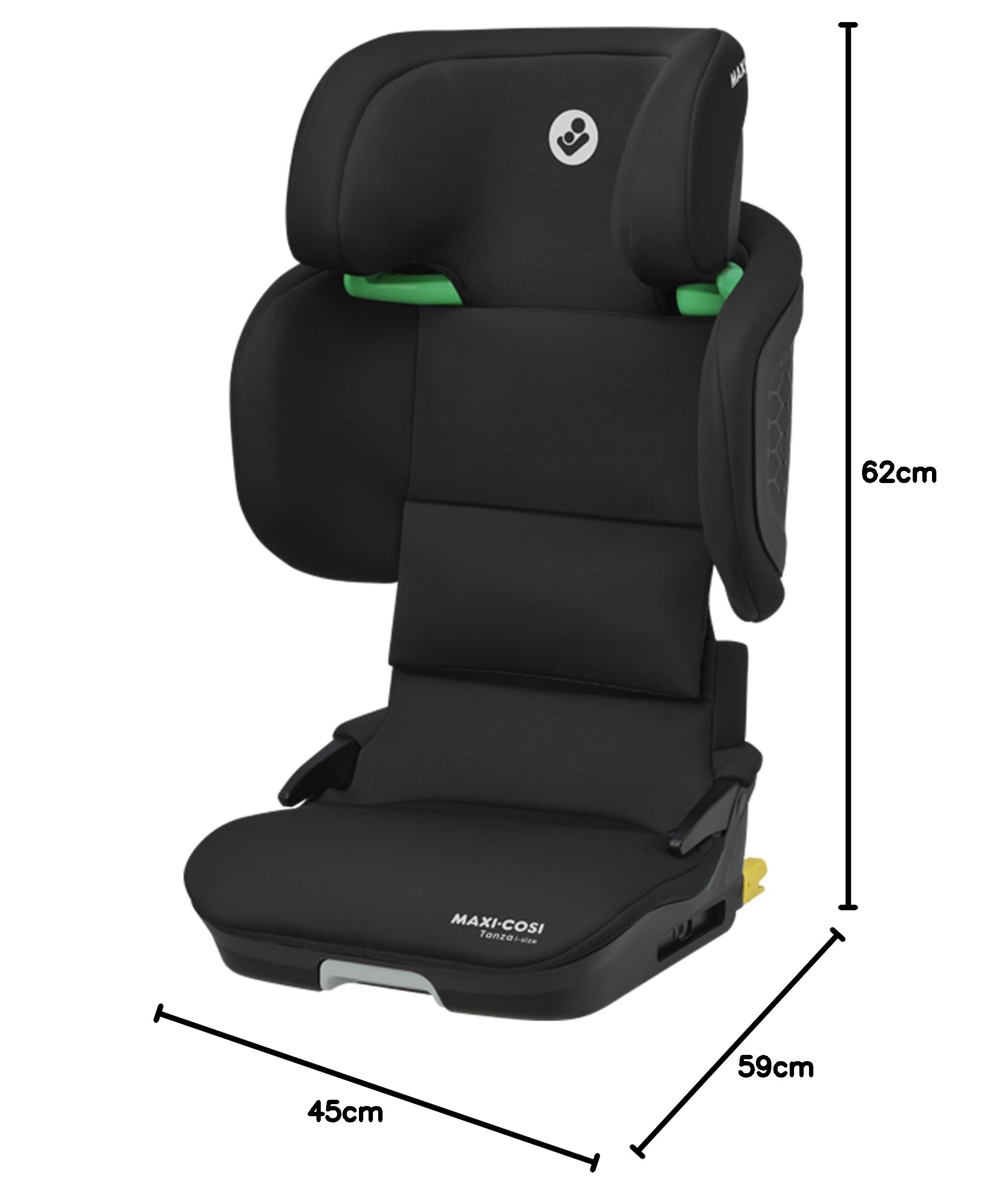 Maxi-Cosi Tanza i-Size Seggiolino auto per bambini 3,5-12 anni, 100-150 cm, Isofix, Seggiolino auto pieghevole compatto, Regolabile in altezza, Protezione dagli impatti laterali G-CELL, Full Black