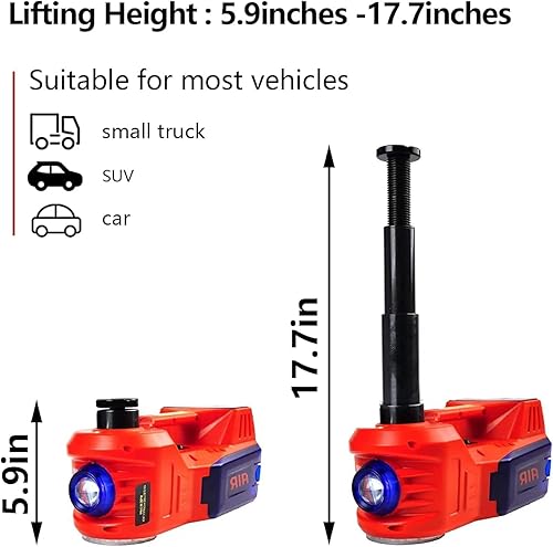 Miniatura 2 de ROGTZ - Kit de gato eléctrico hidráulico para automóvil con llave de impacto y bomba de inflado de neumáticos, gato hidráulico de 5 toneladas y 12 V