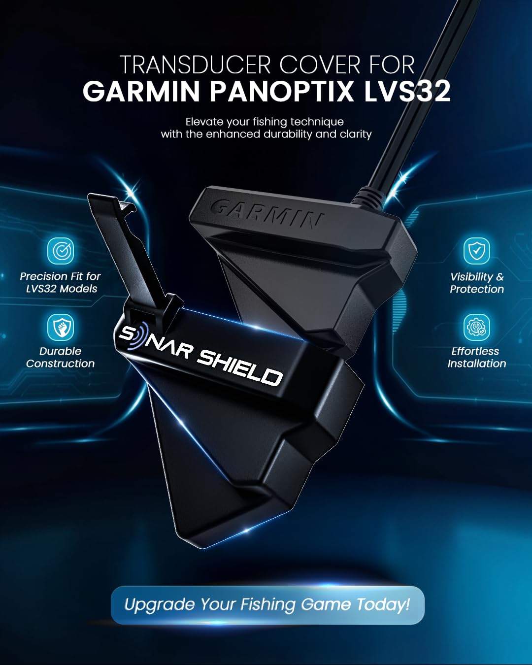 Transducer Cover Compatible with Garmin Panoptix LVS32 (Black)