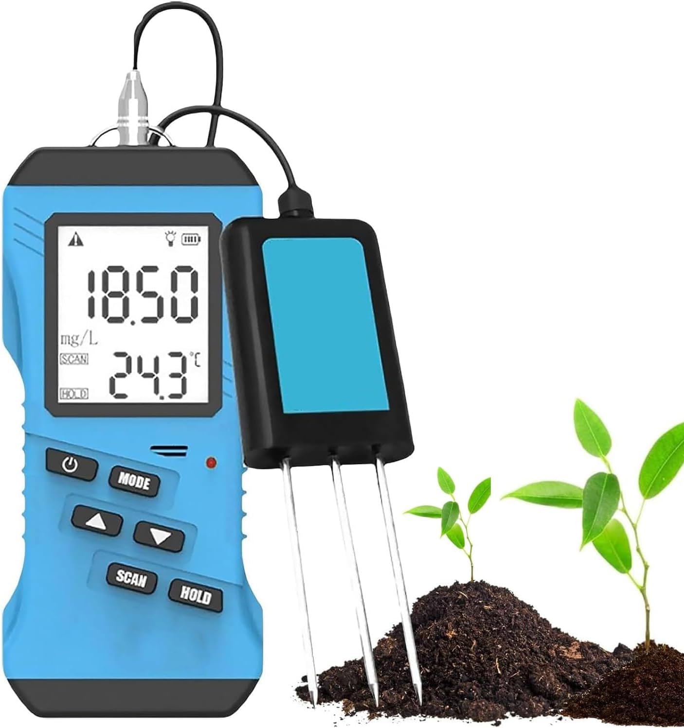 Soil Moisture Meter, Multifunctional NPK/PH/EC Tester, LCD Digital Plant Soil Testing Kit, Nutrient Conductivity Tester, for Agricultural Planting, Soil Cultivation, Pot Planting