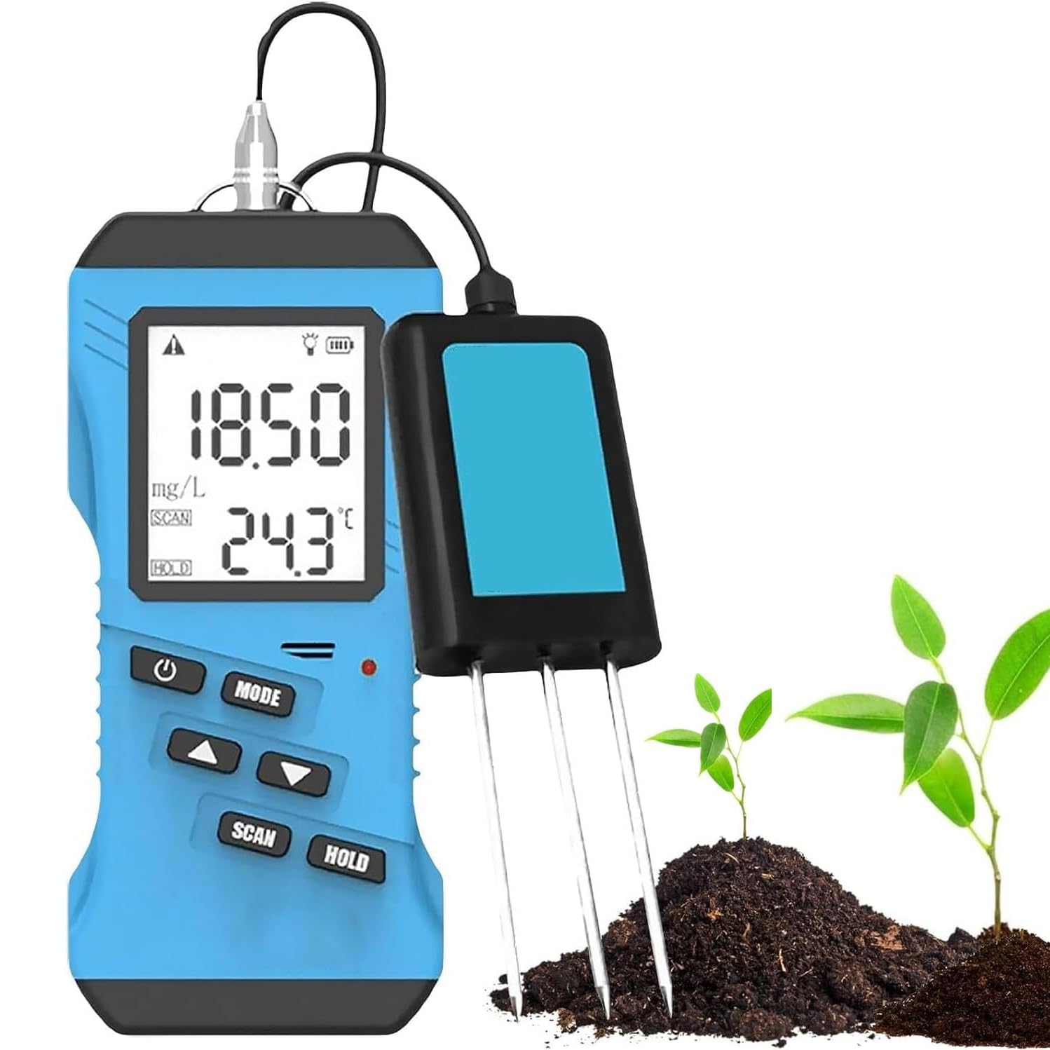 Medidor de humedad del suelo – Multifuncional NPK PH EC Tester, LCD Digital Plant Testing Kit para plantación agrícola y cultivo de suelo
